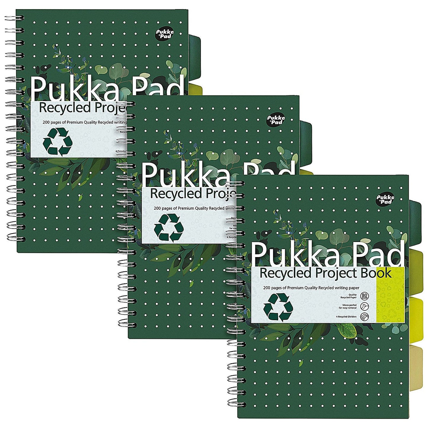 Pukka Pad Recycled Project Book, B5, Green, Pack of 3