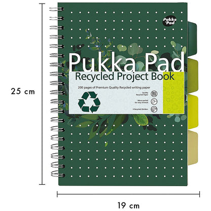 Pukka Pad Recycled Project Book, B5, Green, Pack of 3