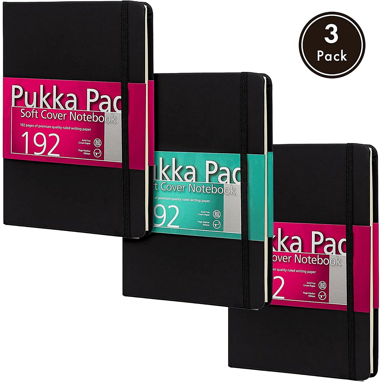 Pukka Pad Signature Soft Cover Notebook Casebound A5 Black (Pack of 3)