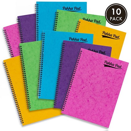 Pukka Pad Notemakers Wirebound Notebook, A4, Ruled, 120 Pages, Pastel Assorted Colours, Pack of 10