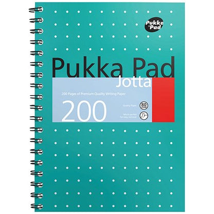 Pukka Pad Jotta Wirebound Notebook, B5, Ruled & Perforated, 200 Pages, Green, Pack of 3