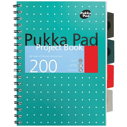 Pukka Pad Wirebound Project Book, A4, Ruled & Perforated, 200 Pages, Pack of 3