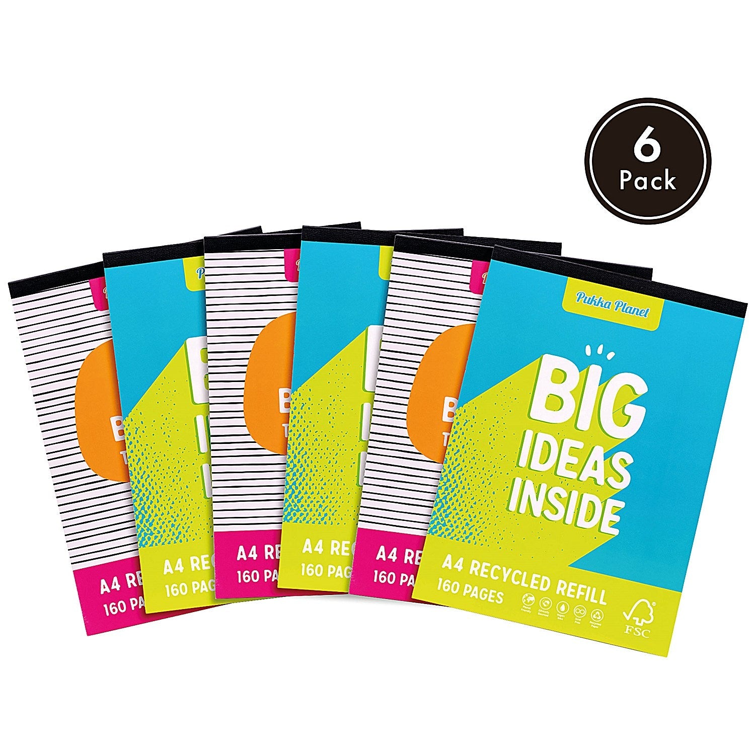 Pukka Pad Pukka Planet Refill Pad, A4, Assorted Pack of 6 Easy2Order : PP19899