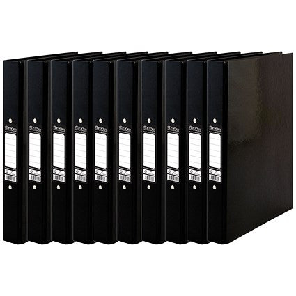 Pukka Brights Ring Binder, A4, 2 O-Ring, 25mm Capacity, Black, Pack of 10