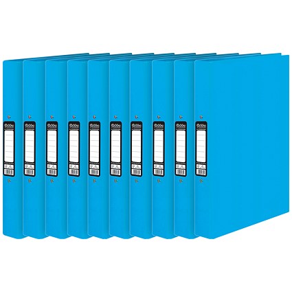 Pukka Brights Ring Binder, A4, 2 O-Ring, 25mm Capacity, Blue, Pack of 10