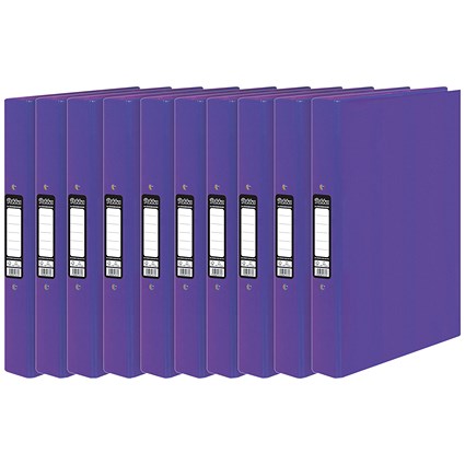Pukka Brights Ring Binder, A4, 2 O-Ring, 25mm Capacity, Purple, Pack of 10