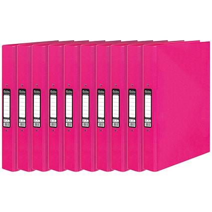 Pukka Brights Ring Binder, A4, 2 O-Ring, 25mm Capacity, Pink, Pack of 10