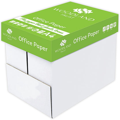 Woodland Trust A4 Office Paper, White, 75gsm, Box (5 x 500 Sheets)