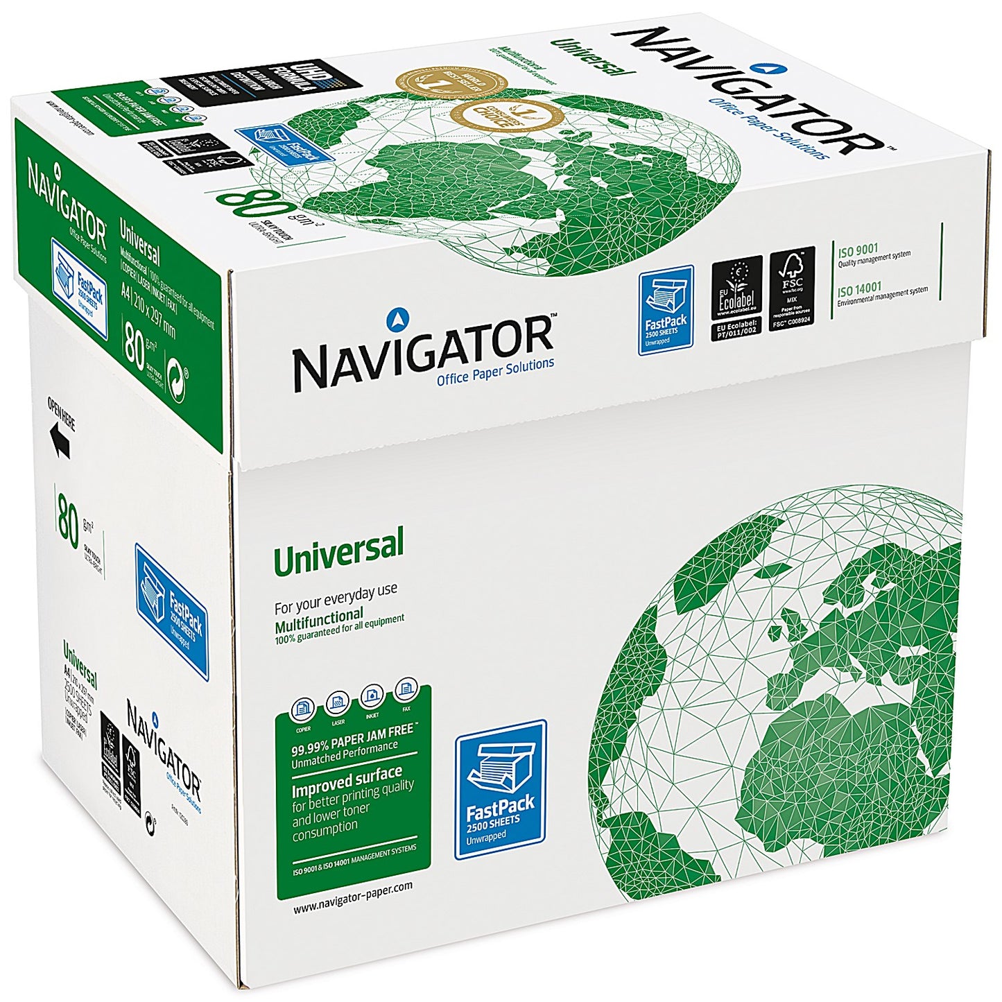 Navigator A4 Universal Paper, White, 80gsm, Box (5 x 500 Sheets)