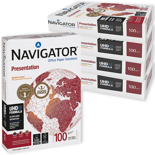 Navigator A4 Presentation Paper, White, 100gsm, Box (5 x 500 Sheets)