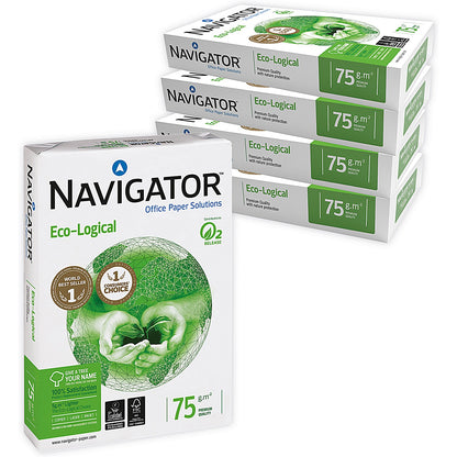 Navigator A4 Eco-logical Paper, White, 75gsm, Box (5 x 500 Sheets)