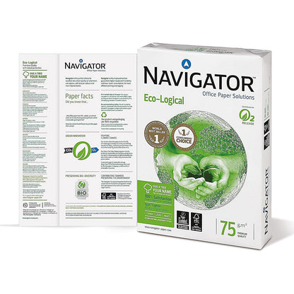 Navigator A4 Eco-logical Paper, White, 75gsm, Box (5 x 500 Sheets)