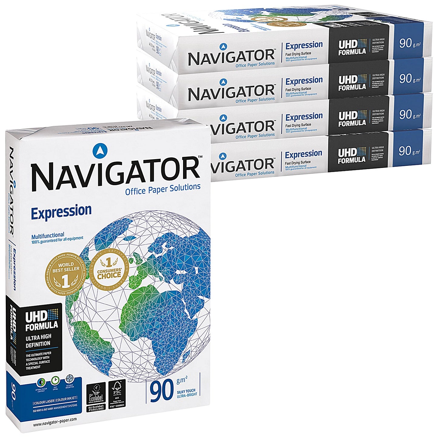 Navigator A4 Expression Paper, White, 90gsm, Box (5 x 500 Sheets)