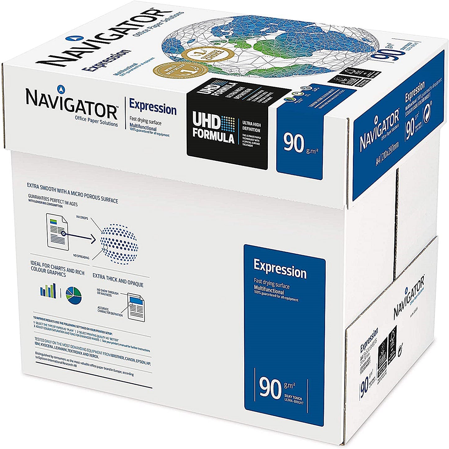 Navigator A4 Expression Paper, White, 90gsm, Box (5 x 500 Sheets)