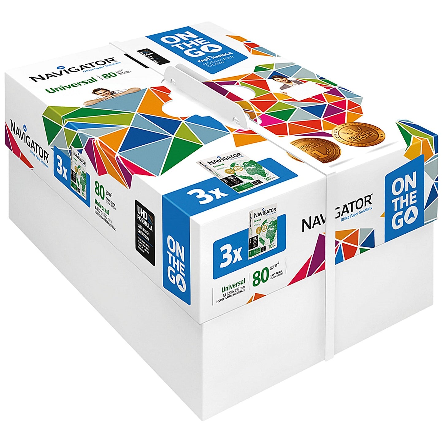 Navigator A4 Universal On The Go Paper, White, 80gsm, Small Box (3 x 500 Sheets)