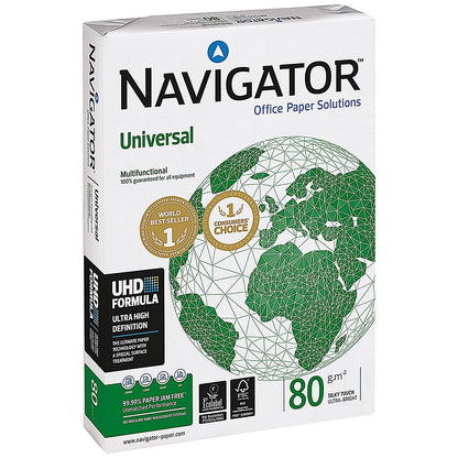 Navigator A4 Universal On The Go Paper, White, 80gsm, Small Box (3 x 500 Sheets)