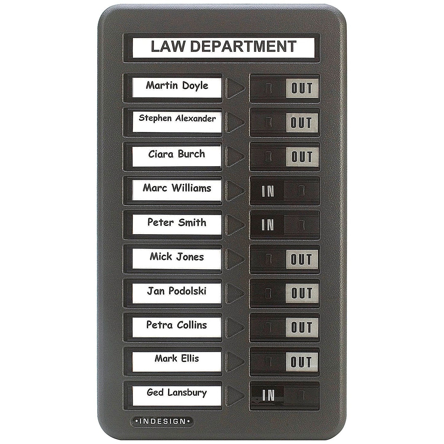 Indesign Grey In/Out Board Single Column 10 Names Easy2Order : PS12001