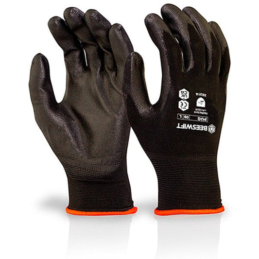 Beeswift Pu Coated Gloves, Black, Medium Easy2Order : PUGBLM