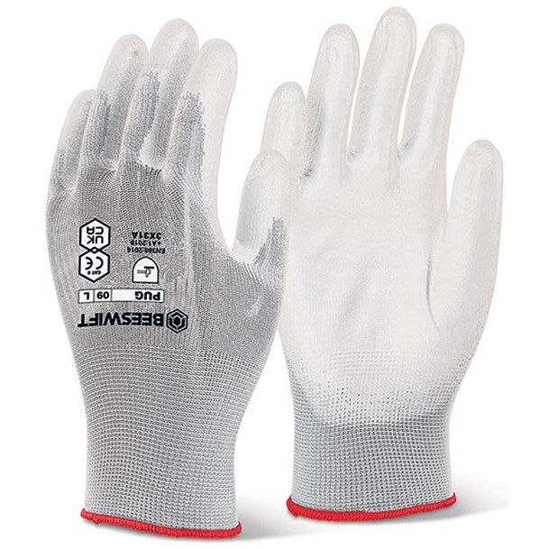 Beeswift Pu Coated Gloves, White, Medium Easy2Order : PUGWM