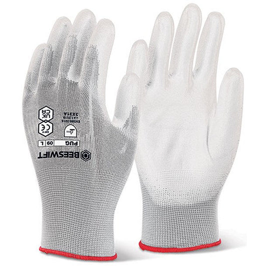 Beeswift Pu Coated Gloves, White, Small Easy2Order : PUGWS