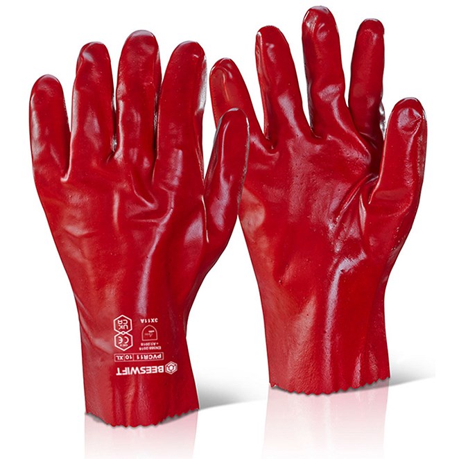Beeswift PVC Gauntlet, Red, 11”, Pack of 10 Easy2Order : PVCNR11
