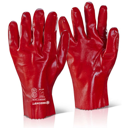 Beeswift PVC Gauntlet, Red, 11”, Pack of 10 Easy2Order : PVCNR11