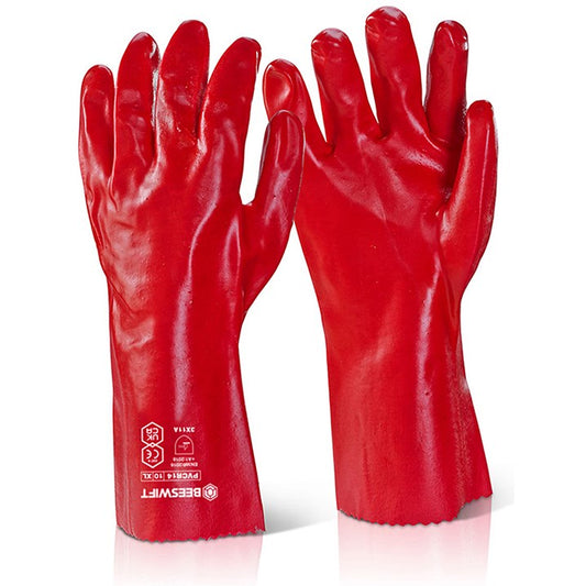 Beeswift PVC Gauntlet, Red, 14”, Pack of 10 Easy2Order : PVCNR14