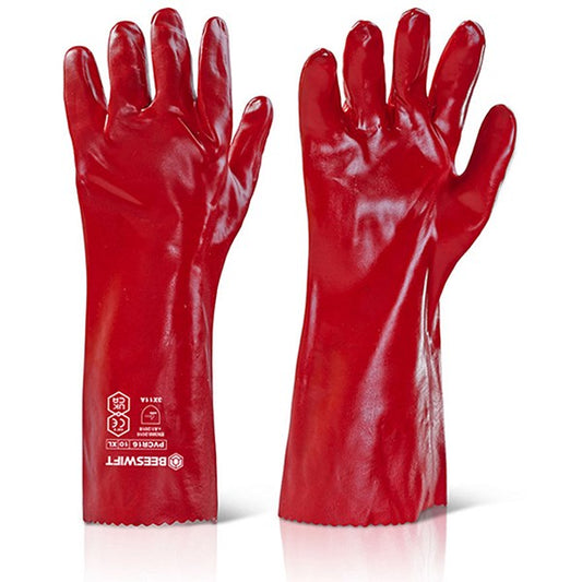 Beeswift PVC Gauntlet, Red, 16”, Pack of 10 Easy2Order : PVCNR16