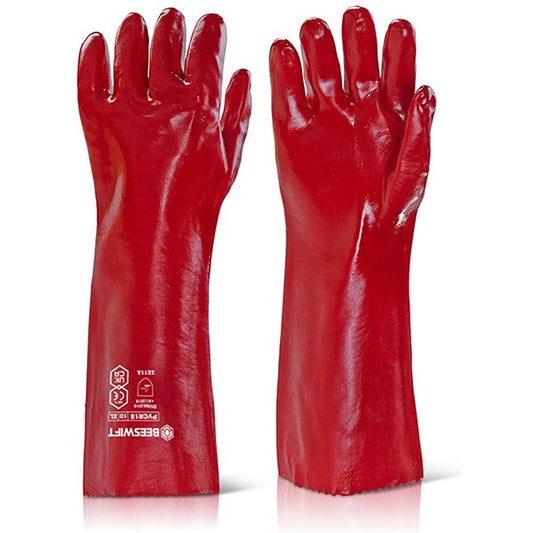 Beeswift PVC Gauntlet, Red, 18”, Pack of 10 Easy2Order : PVCNR18