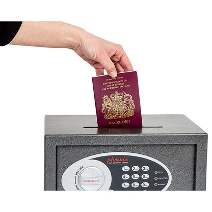 Phoenix Vela Deposit Home & Office Security Safe, Size 1, Electronic Lock