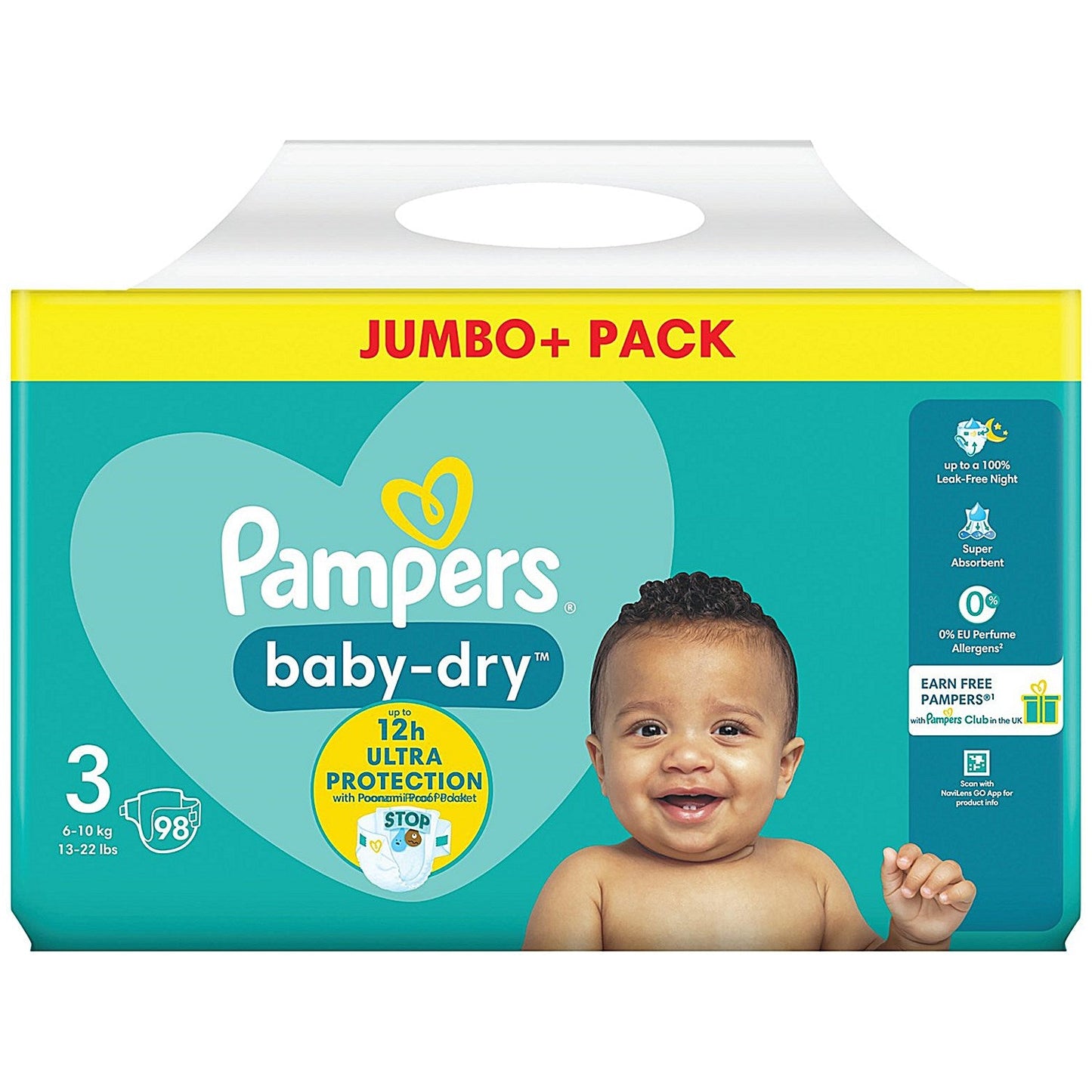 Pampers Baby Dry Taped Nappies, Size 3 Jumbo, Pack of 196