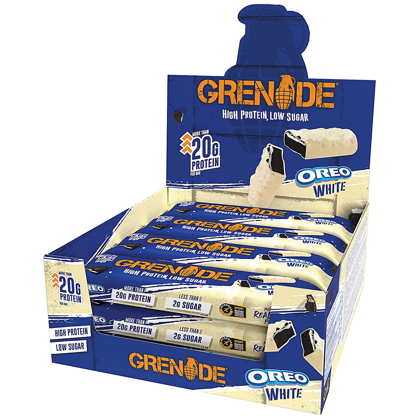 Grenade High Protein Low Sugar Oreo White Chocolate Bar, Pack of 12
