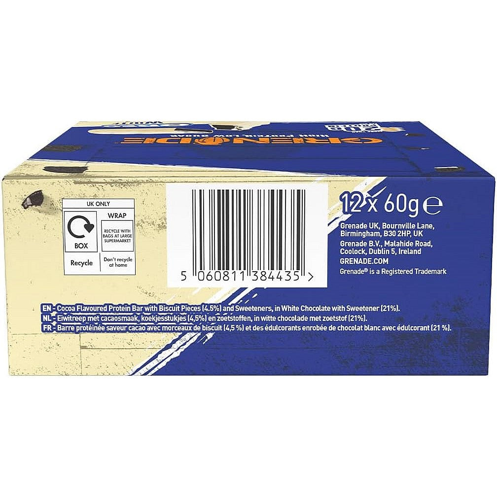Grenade High Protein Low Sugar Oreo White Chocolate Bar, Pack of 12