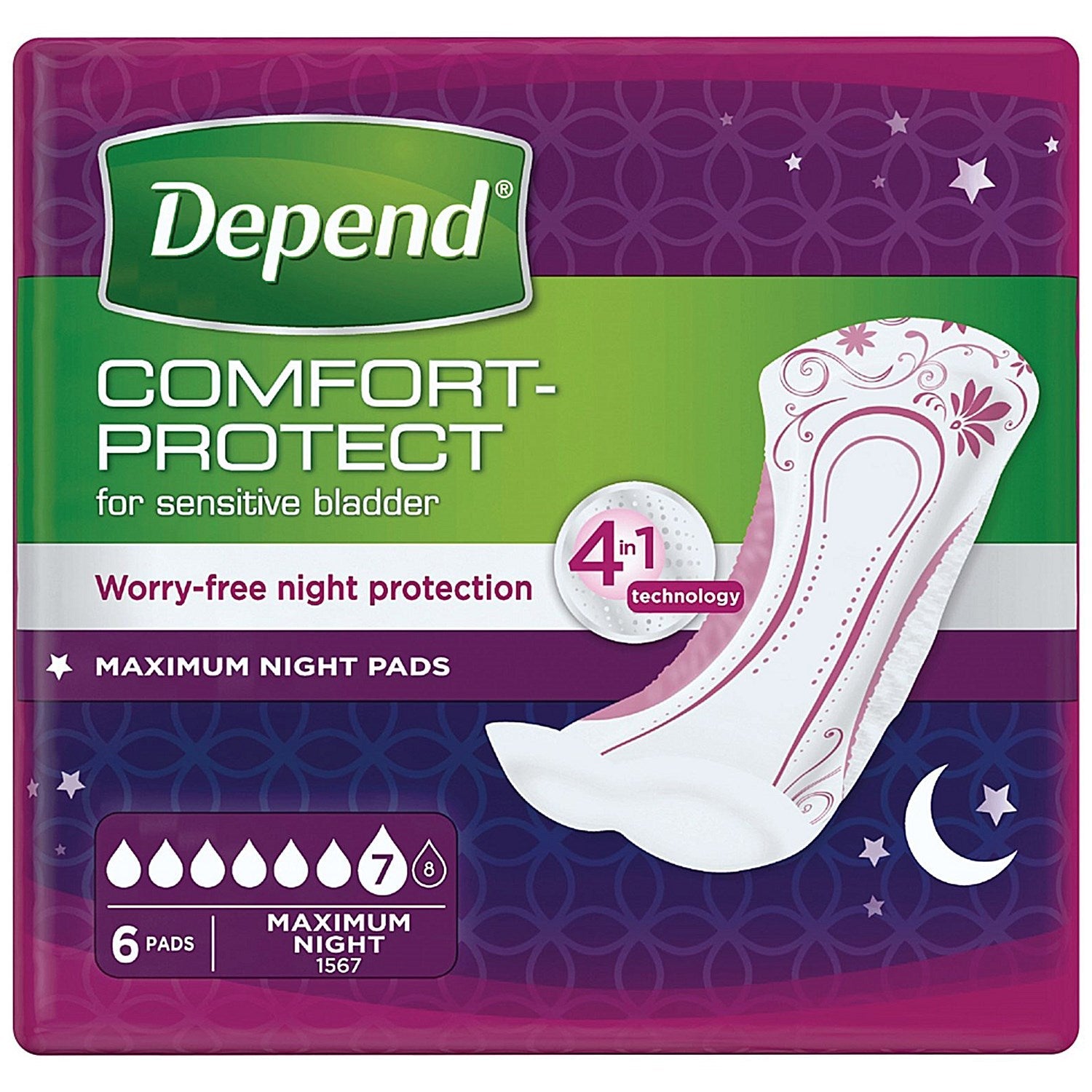 Depend Comfort Protect Maximum Night Pads Pack of 6 Easy2Order : PX56162