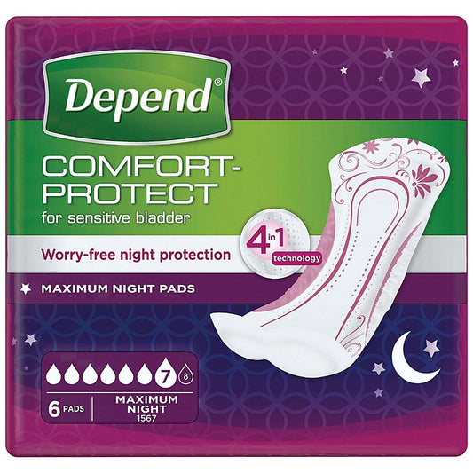 Depend Comfort Protect Maximum Night Pads Pack of 6 Easy2Order : PX56162