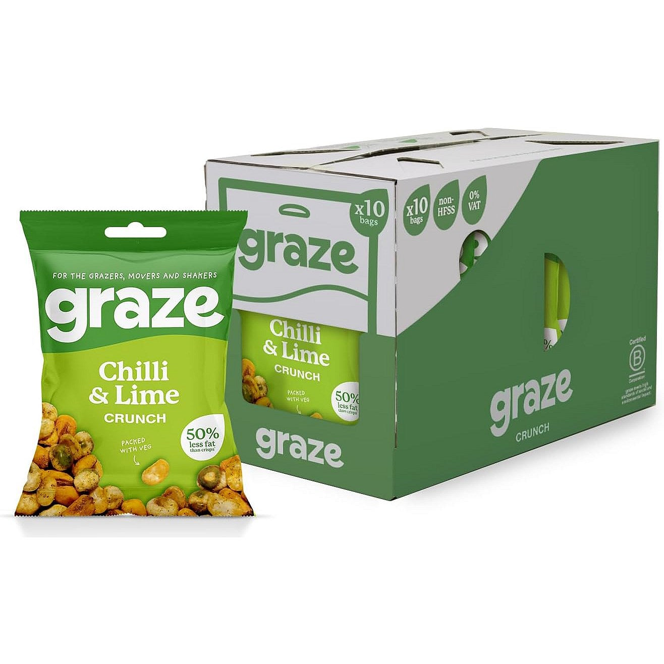 Graze Chilli and Lime Crunch Bag, 35g, Pack of 10