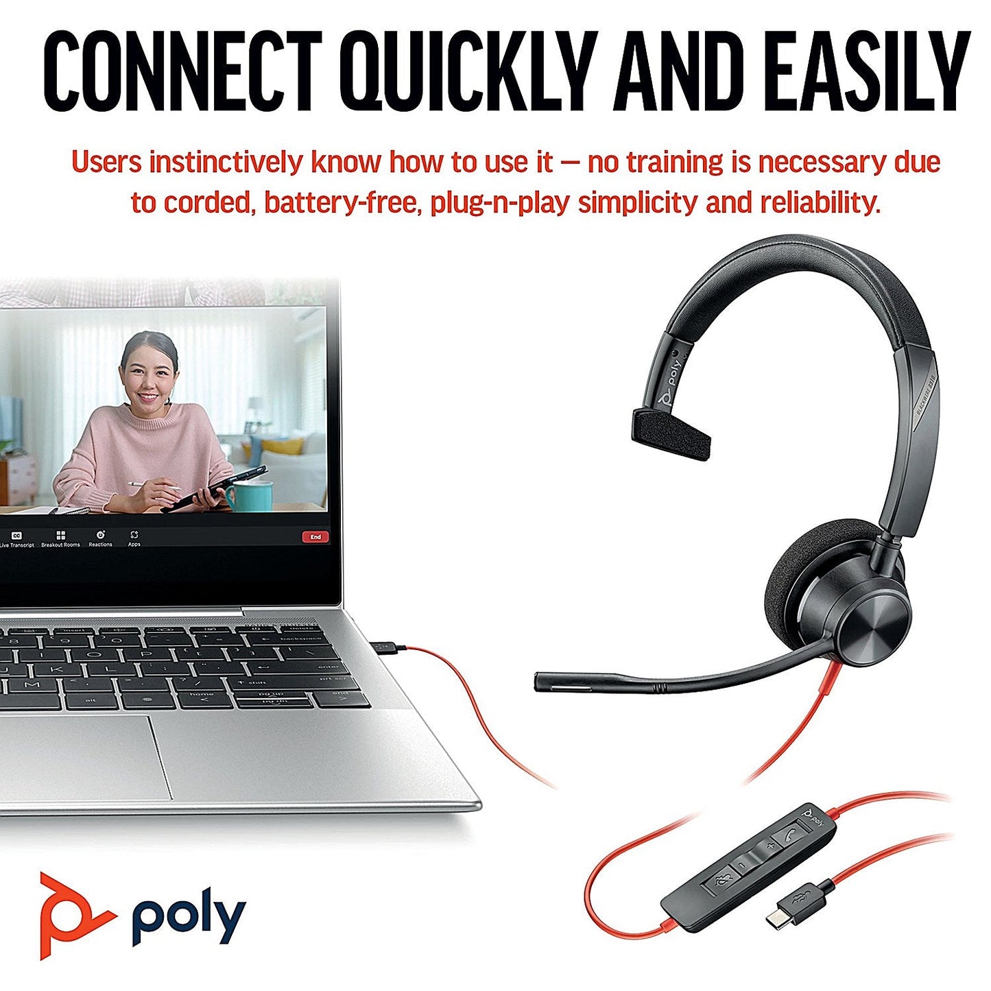 Poly Blackwire 3310 Monaural USB-C/A Headset 8X215AA Easy2Order : PY42898