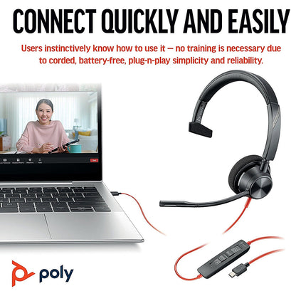 Poly Blackwire 3310 Monaural USB-C/A Headset 8X215AA Easy2Order : PY42898