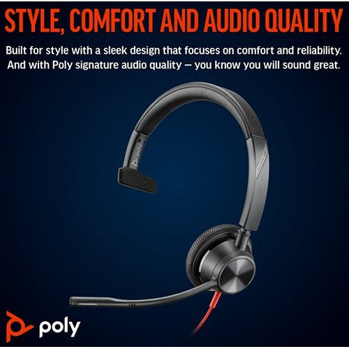 Poly Blackwire 3315 Monaural USB-C/A +3.5mm Headset 8X217AA