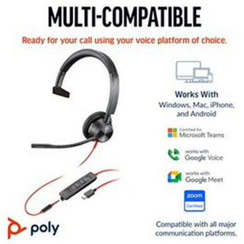 Poly Blackwire 3315 Monaural USB-C/A +3.5mm Headset 8X217AA