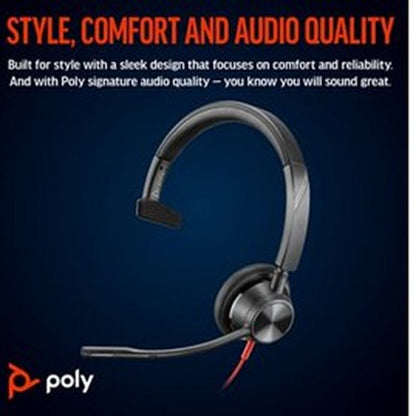 Poly Blackwire 3315 Monaural USB-C/A +3.5mm Headset 8X217AA