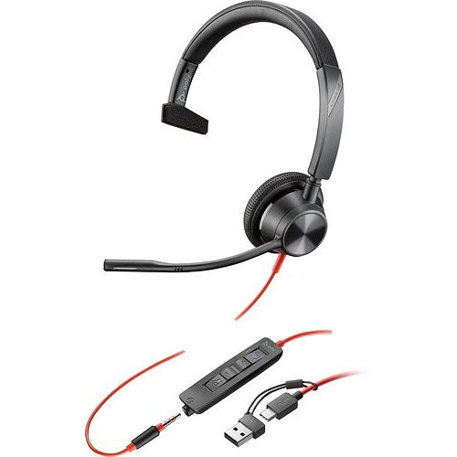 Poly Blackwire 3315 Monaural MS USB-C/A +3.5mm Headset 8X218AA