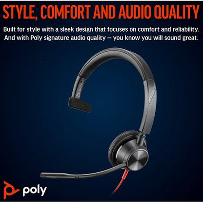 Poly Blackwire 3315 Monaural MS USB-C/A +3.5mm Headset 8X218AA