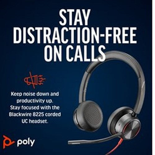 Poly Blackwire 8225 Stereo UC USB-C/A Headset 8X223AA