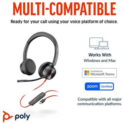 Poly Blackwire 8225 Stereo UC USB-C/A Headset 8X223AA