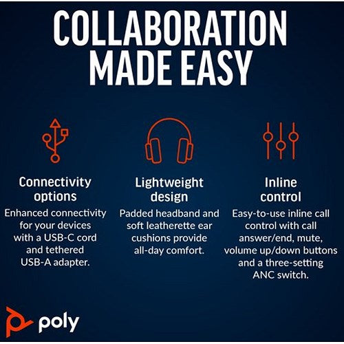 Poly Blackwire 8225 Stereo UC USB-C/A Headset 8X223AA