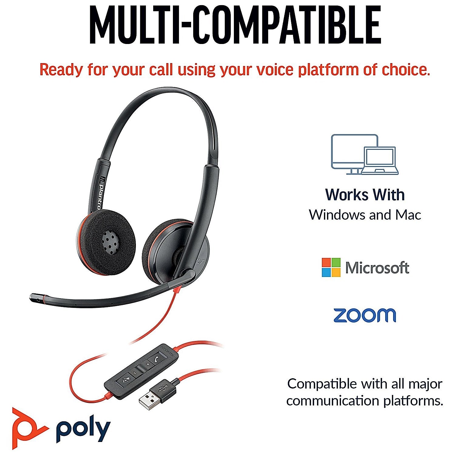 Poly Blackwire 3220 Stereo UC USB-C/A Headset 8X228AA Easy2Order : PY42937
