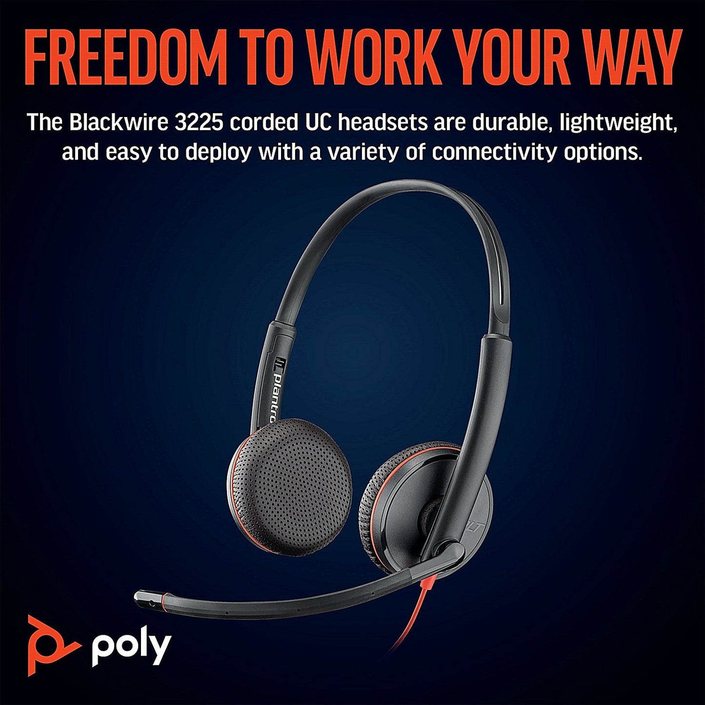 Poly Blackwire 3225 Stereo UC USB-C/A +3.5mm Headset Bulk 8X229A6