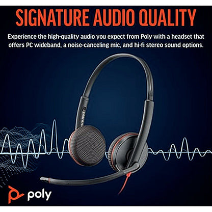 Poly Blackwire 3225 Stereo UC USB-C/A +3.5mm Headset Bulk 8X229A6 Easy2Order : PY43308