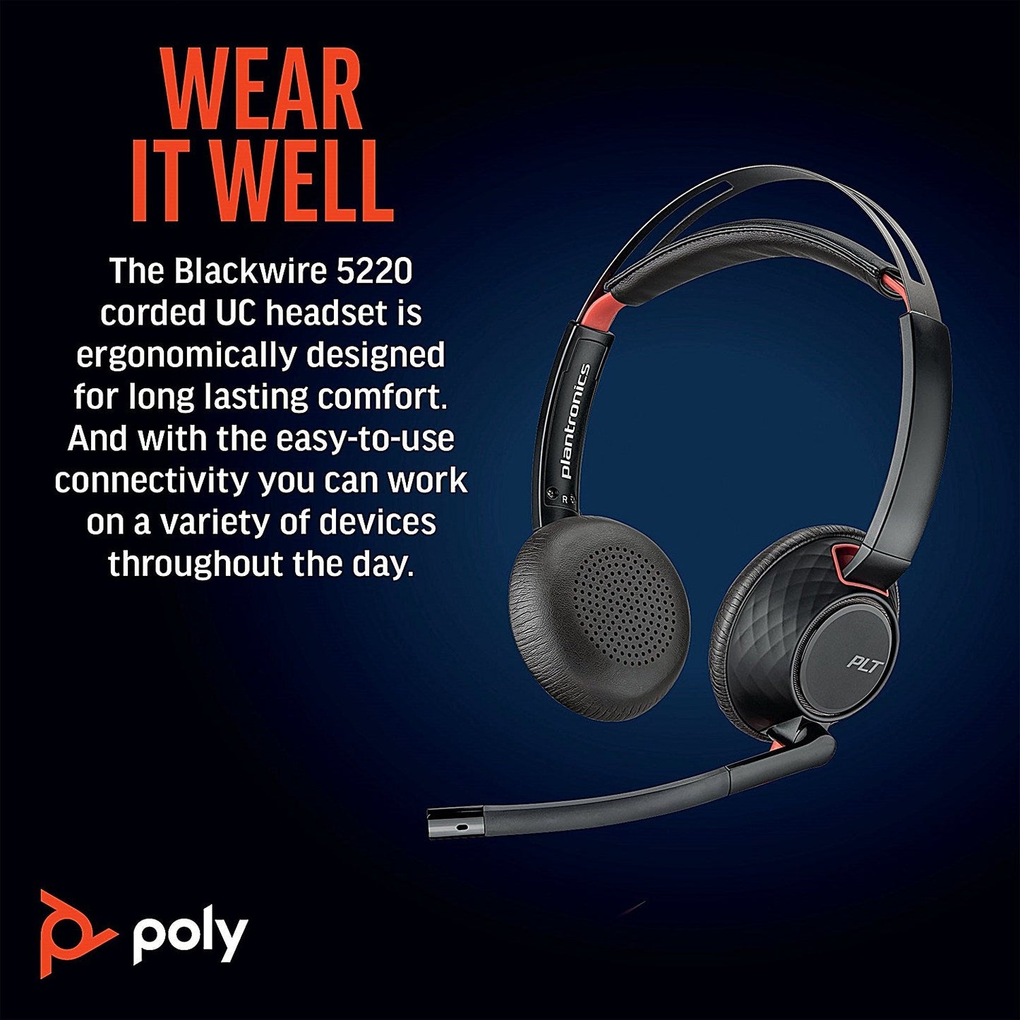 Poly Blackwire 5220 Stereo USB-C/A +3.5mm Headset Bulk 8X231A6